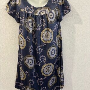 Banana Republic Purple & Gold Belted A‑Line Mini Dress – Size M